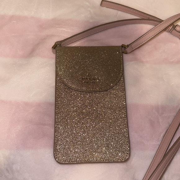 NWT Kate Spade Gold Glitter Phone Purse - Picture 1 of 2